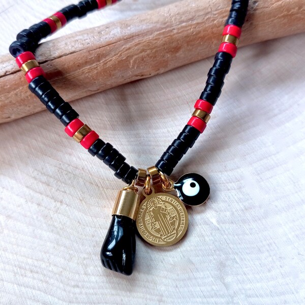 Azabache Bracelet, San Benito Bracelet, Figa Hand, Mal De Ojo, Saint Benedict Medal, Figa de Ouro, Good Luck, Proteccion