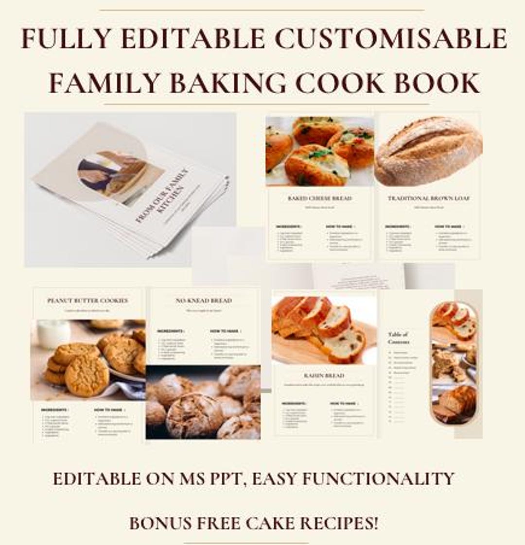 Editable Cookbook Baking MS PPT Template Classic Style, Printable ...