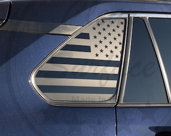 Fits 2019 - 2025 Toyota Rav4 Rear Back Quarter Window American Flag Vinyl Decal Stickers Thin Blue Red Line