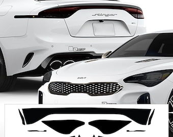 Fits Kia Stinger 2018 - 2023 Head Tail Light Rear Reflectors Sidemarkers Fog Precut Smoked Tint Kit Film Cover Overlay GT 2022 2021 2020