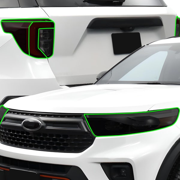 Kit de láminas tintadas de vinilo ahumado para faros delanteros y traseros del Ford Explorer (2020-2024)
