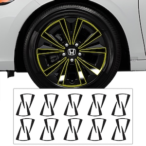 Fits 2022+ Honda Civic Wheel Rim Vinyl Chrome Delete Trim Blackout Decal Sticker Film Overlay, Gloss Black 2022 2023 2024 2025