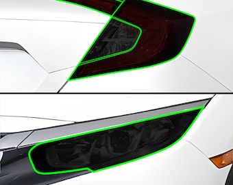 Fits Honda Civic Head Tail Light Precut Smoked Vinyl Tint Kit Film Overlay PPF Cover Headlight Taillight