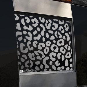 Fits 2014 - 2018 Chevy GMC Silverado Sierra Rear Back Middle Window Animal Leopard Cheetah Print Vinyl Decal Stickers 2015 2016 2017