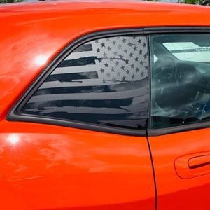 Fits 2008-2022 Challenger Quarter Window Distressed American Flag Vinyl Decal Sticker 2010 2011 2012 2014 2015 2016 2017 2018 2019 2020 2021