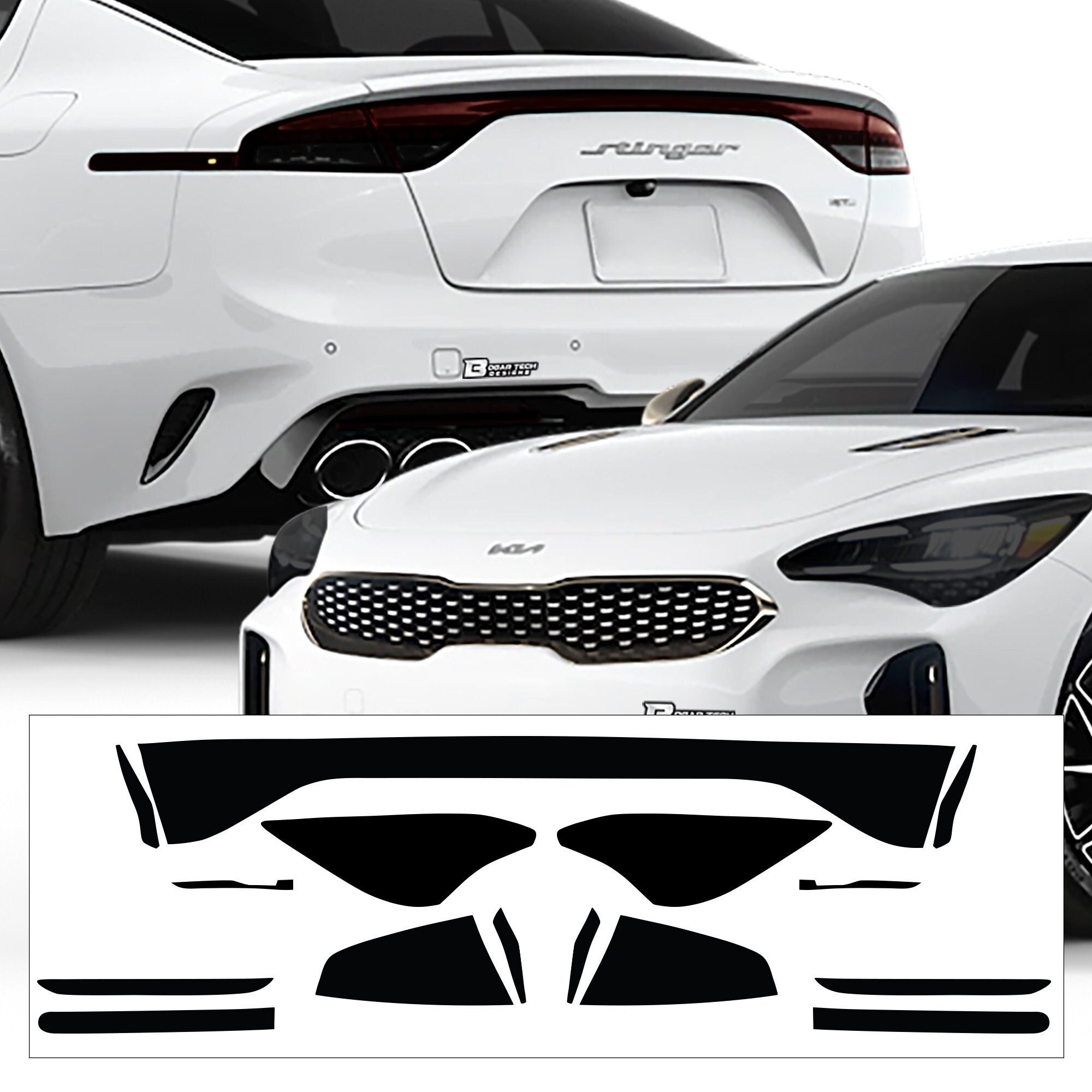 Fits Kia Stinger 2018 - 2023 Head Tail Light Rear Reflectors