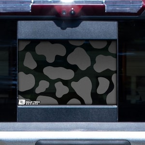 Fits 2019 - 2022 Chevy Silverado GMC Sierra Rear Back Middle Window Animal Cow Spots Print Vinyl Decal Sticker 2019 2020 2021 2022