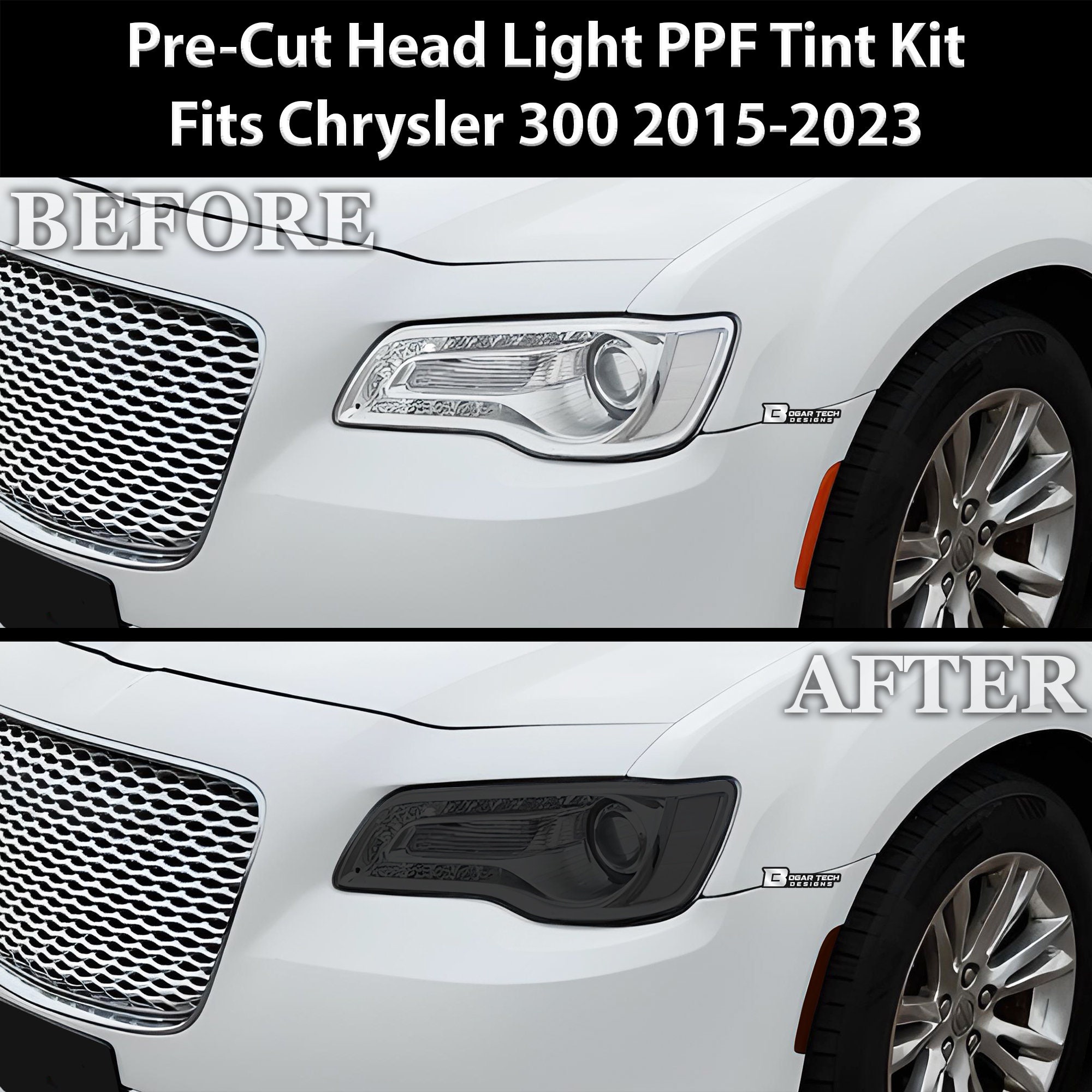 クライスラー300 ヘッドライトスモークカバー Fits 11-23 Chrysler 300 300C 300S GTS Smoke Acrylic