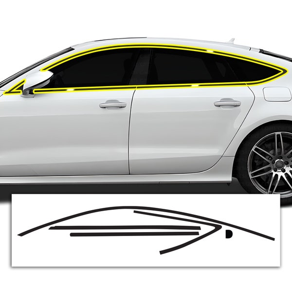 Fits Audi A7 S7 2019-2024 Front Grille Side Wheel Vinyl Chrome Delete Trim Blackout Decal Sticker Cover Overlay 2020 2021 2022 2023 2024