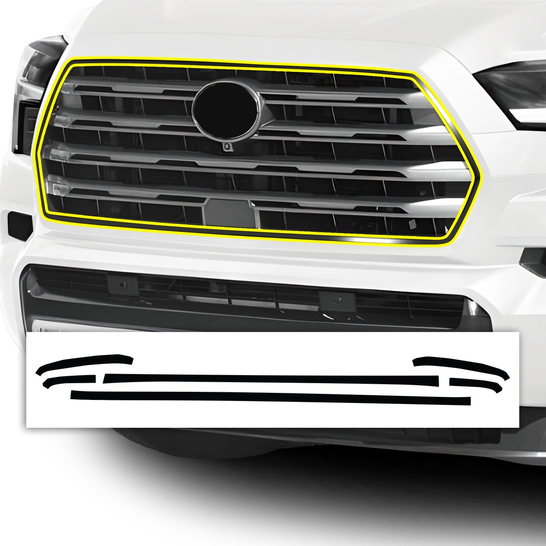 2023-2024 Toyota Sequoia Matte Blackout Overlay Front Grille Emblems – Self-Adhesive, ABS Plastic