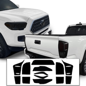 Passend für Toyota Tacoma Scheinwerfer und Rücklicht und 3te Bremsleuchte Precut Smoked Vinyl Tönungskit Film Overlay 2016 - 2023