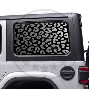 Fits 2018 - 2022 Jeep Wrangler JLU 4-Door Leopard Cheetah Print 3rd Rear Window Decal Stickers 2018 2019 2020 2021 2022