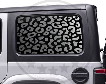 Fits 2018 - 2024 Jeep Wrangler JLU 4-Door Leopard Cheetah Print 3rd Rear Window Decal Stickers 2018 2019 2020 2021 2022 2023 2024