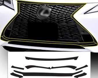 Passend für Lexus RC 2015 - 2023 Frontgitter Seite Vinyl Chrom Delete Trim Blackout Aufkleber Aufkleber Abdeckung Overlay 2022 2021 2020 2019 2018 2017 2016