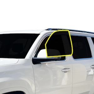May include: A white SUV with tinted windows. The driver's side window is partially open, revealing the interior of the vehicle.