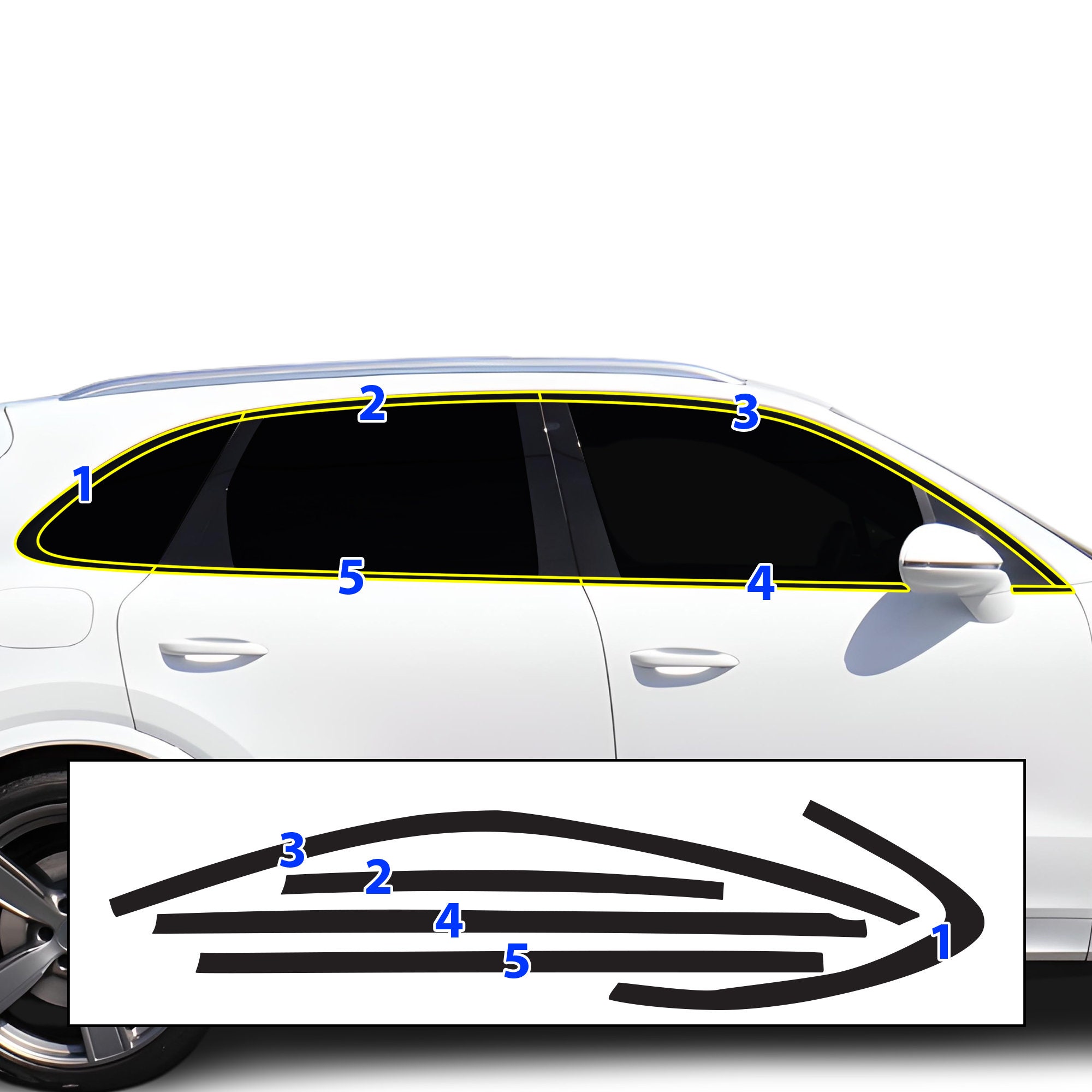 Full Pre-Cut Window Tint Kit – For Porsche Cayenne 5-Door (2003–2010) – 70% Front / 20% Rear