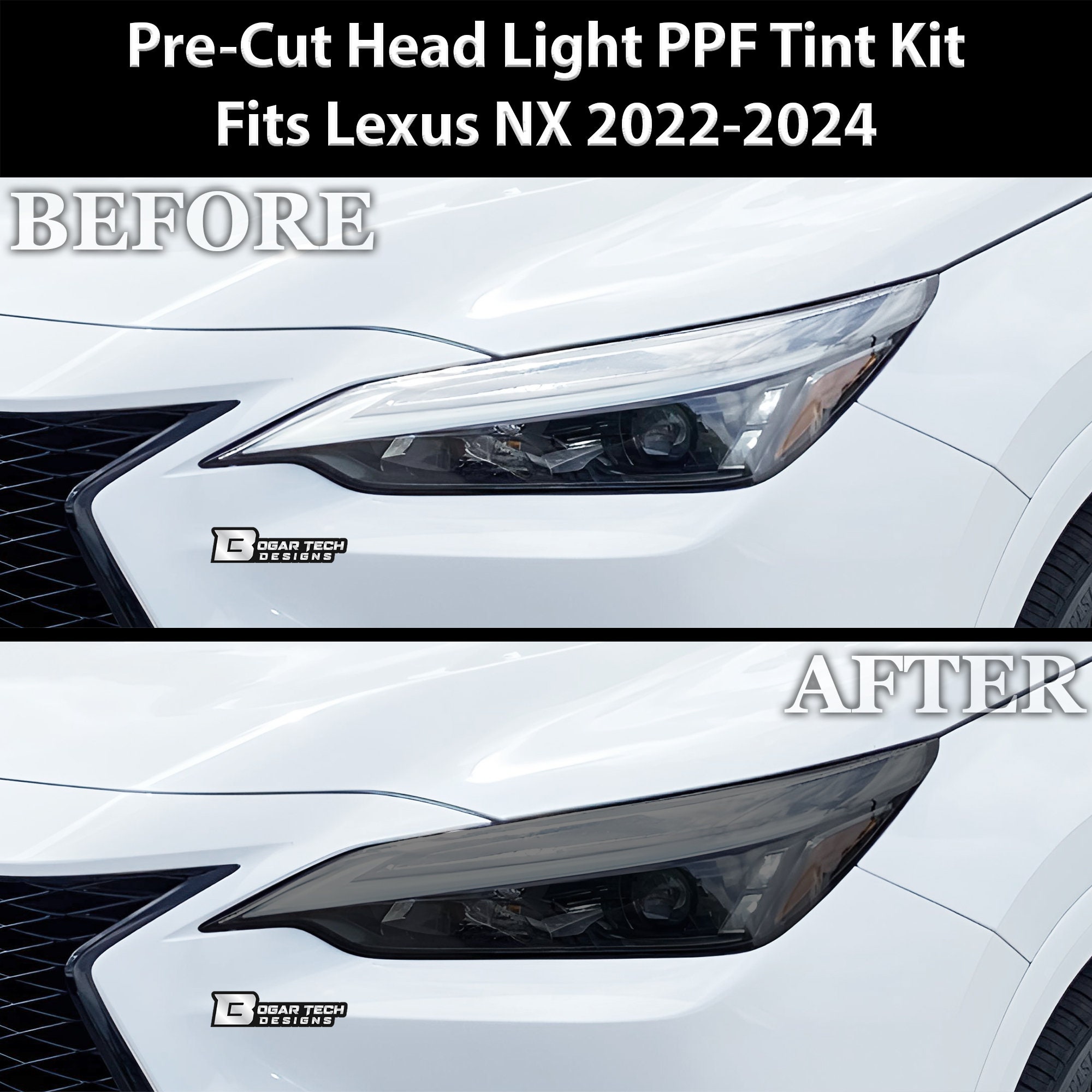 Smoke Pre-Cut Vinyl Overlay Decal For 2022-2025 Lexus NX Front Emblem - PPF