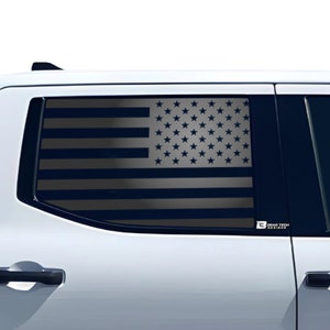 Fits 2022 2023 Toyota Tundra Rear Side Window American Flag Vinyl Decal Stickers Distressed Blue Red Pink Line