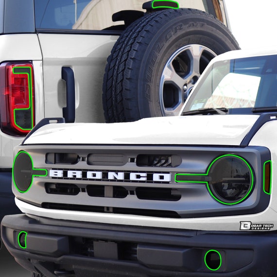 Bronco Light Smoke Tint Kit: Head, Fog, Reverse, 3rd Brake (2021-2026)