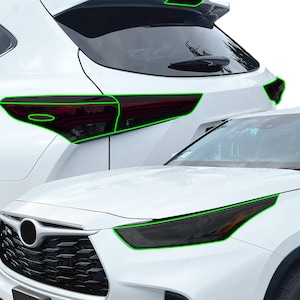 Compatible con Toyota Highlander 2020 2021 2022 2023 2024 2025 Kit de película de revestimiento de vinilo ahumado precortado para faros delanteros y traseros, cubierta PPF