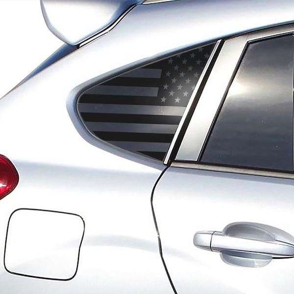 For 2012-2017 Subaru CrossTrek XV Rear Quarter Window American Flags Vinyl Decal Sticker Thin Blue Red Line 2013 2014 2015 2016