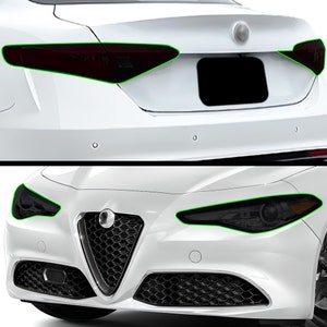 Fits Alfa Romeo Giulia 2017 - 2025 Head Tail Light Precut Smoked Vinyl Tint Kit Film Overlay PPF Cover Headlight Taillight 2022 2021 2020