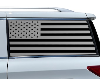 American Flag Quarter Window Decal for Nissan Quest 2011-2017 - Precut Matte Black Vinyl