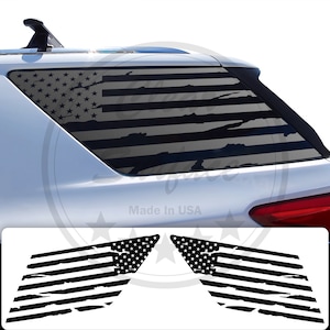 Fits 2018-2022 Chevy Chevrolet Traverse Rear Quarter Window Distressed American Flag Decal Stickers 2018 2019 2020 2021 2022