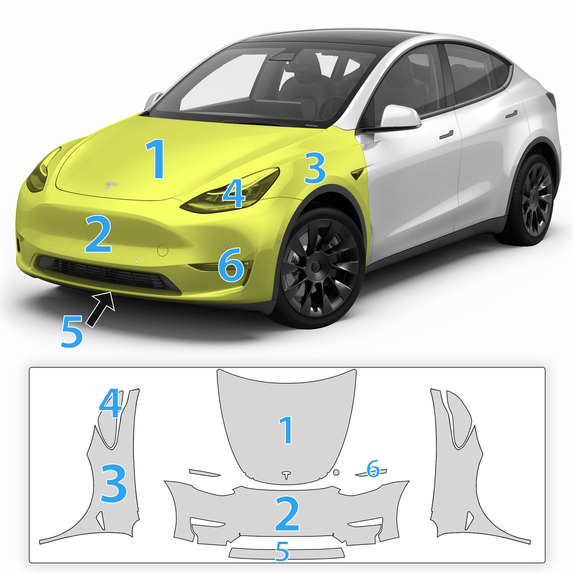 Fits Tesla Model Y 2020-2023 Pre Cut Paint Protection Film Clear Bra PPF  Decal Kit 2020 2021 2022 2023 