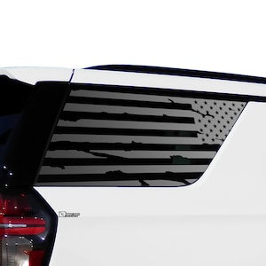 Fits Chevy Tahoe & GMC Yukon 2021-2025 Rear Quarter Window Distressed American Flag Vinyl Decal Stickers 2022