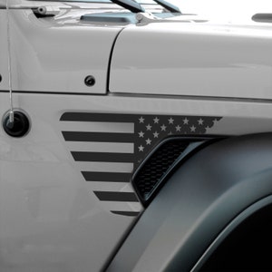 Fits 2018-2022 Jeep Wrangler JL and Gladiator 2020-2022 Precut Side Fender Vent American Flag Vinyl Decal Stickers Thin Blue Red Line