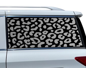Nissan Quest 2011-2017 - Cow Leopard Print Rear Quarter Window Decal - Matte Black