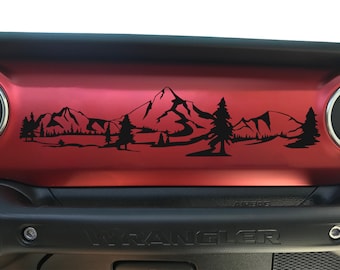 Dashboard Glove Box Mountain Scene Vinyl Decal Sticker Fits Jeep Wrangler / Gladiator