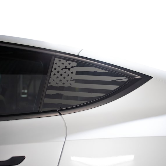 Tesla Model 3 Quarter Window Protector American Flag Decal Sticker Matte  Black