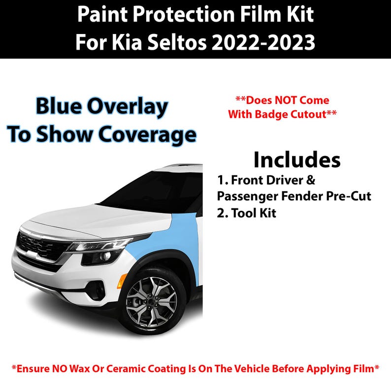Fits Kia Seltos 20222023 Pre Cut Hood Fenders and Front Bumper Premium