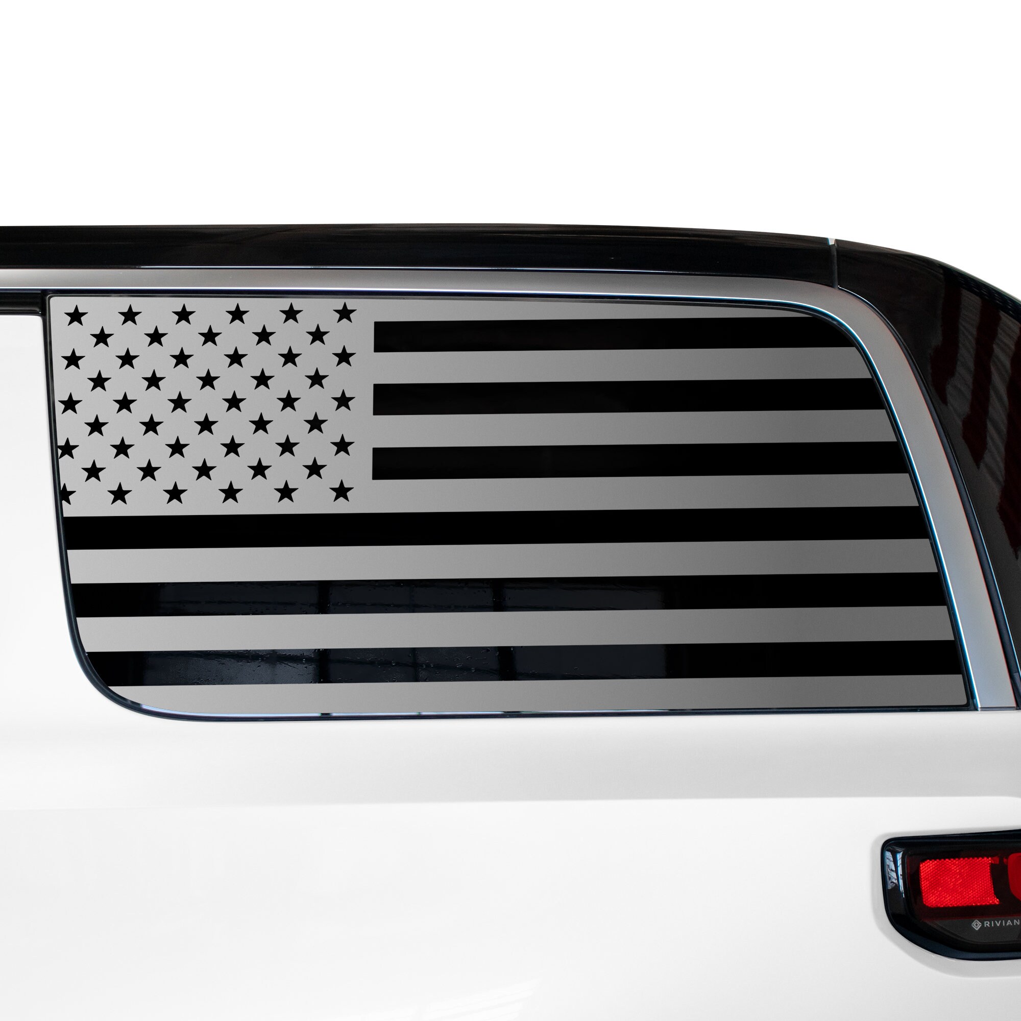 Fits Rivian R1S 2022-2024 Quarter Window American Flag Vinyl Decal Stickers Distressed Blue Red Pink Line 2022 2023 2024