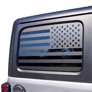 Fits 2011-2018 Jeep Wrangler 4 Door JKU Rear Quarter Window American Flag Decal Stickers 2011 2012 2013 2014 2015 2016 2017 2018