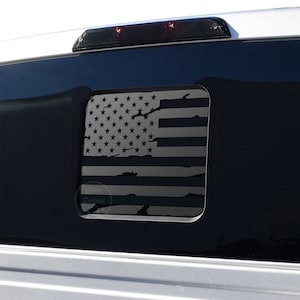 Se adapta 2015 - 2021 Ford F150 F250 F350 Precut Rear Middle Window Distressed American Flag Vinyl Decal Sticker 2016 2017 2018 2019 2020