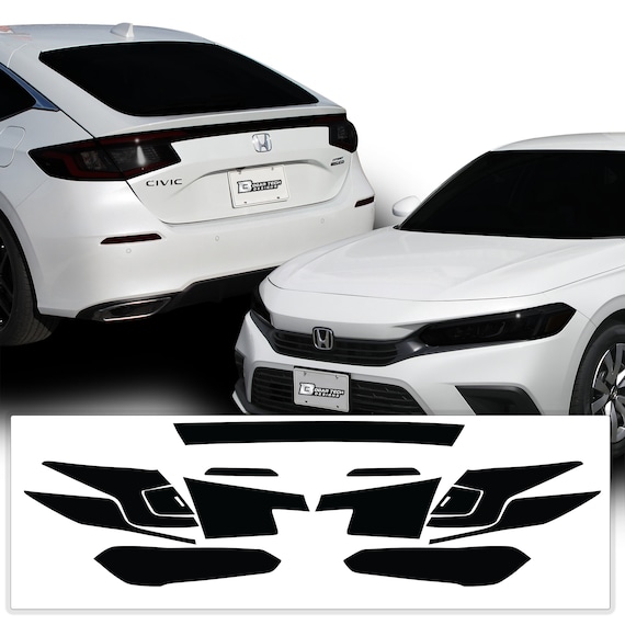 Smoke Vinyl Tint Overlay For 2022-2024 Honda Civic Sedan Tail Light Cutout & Reflector