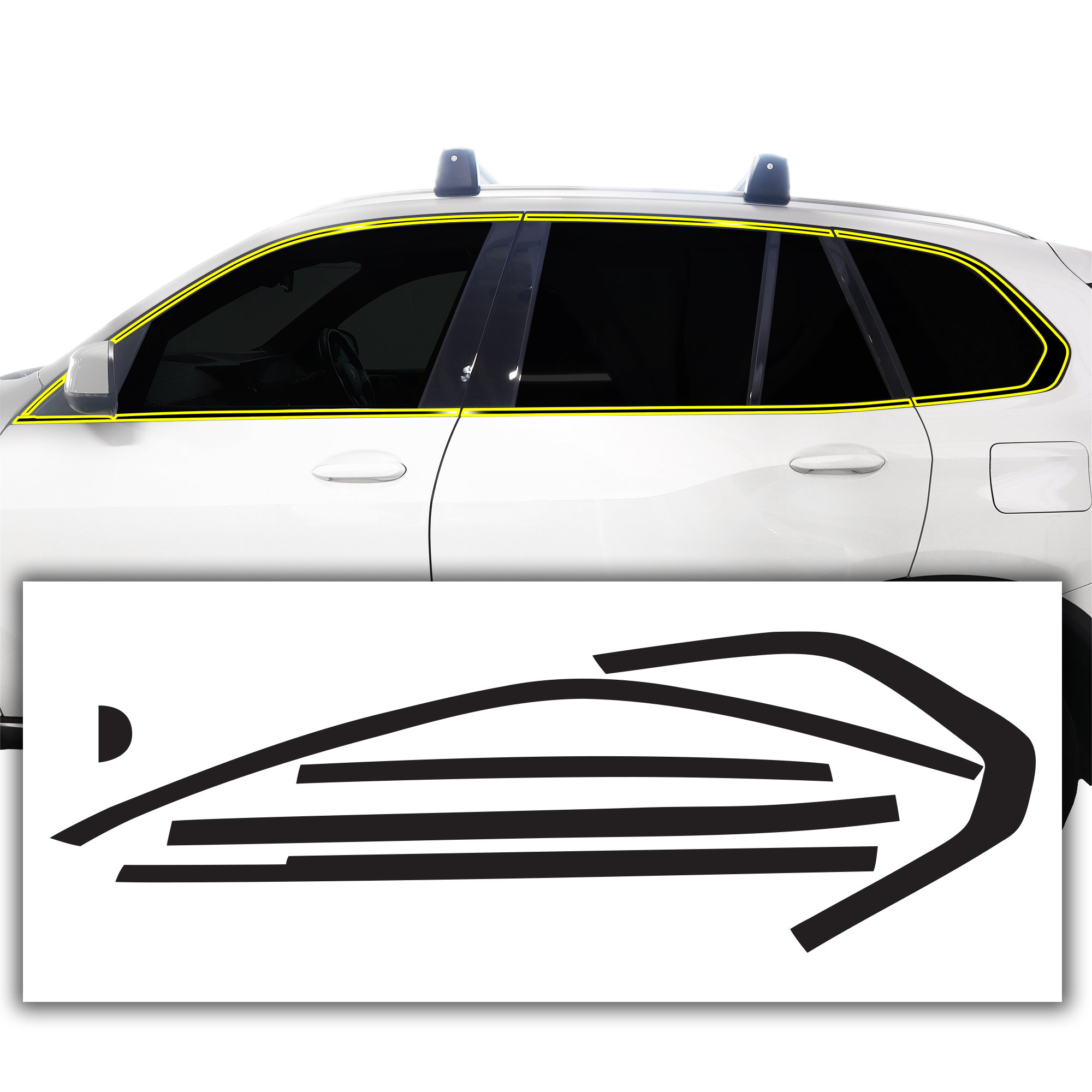 Fits BMW X5 Front Grille Side Rear Vinyl Chrome Delete Trim Blackout Decal Sticker Cover Overlay