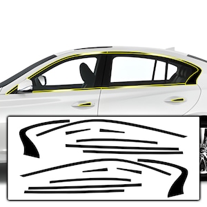 Fits Infinity Q50 2018 2019 2020 2021 2022 2023 2024 Window Vinyl Chrome Delete Trim Blackout Decal Sticker Cover Overlay