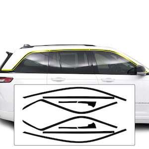 Fits Jeep Grand Cherokee 2022 2023 2024 2025 Side Window Rear Bumper Vinyl Chrome Delete Trim Blackout Decal Sticker Overlay Film