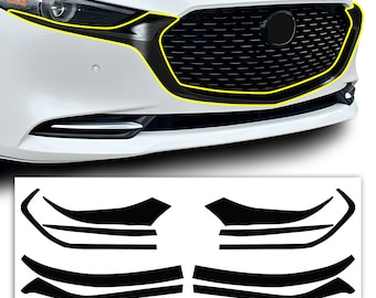 Fits Mazda 3 2019 - 2024 Front Grille Side Rear Vinyl Chrome Delete Trim Blackout Decal Sticker Cover Overlay 2023 2022 2021 2020
