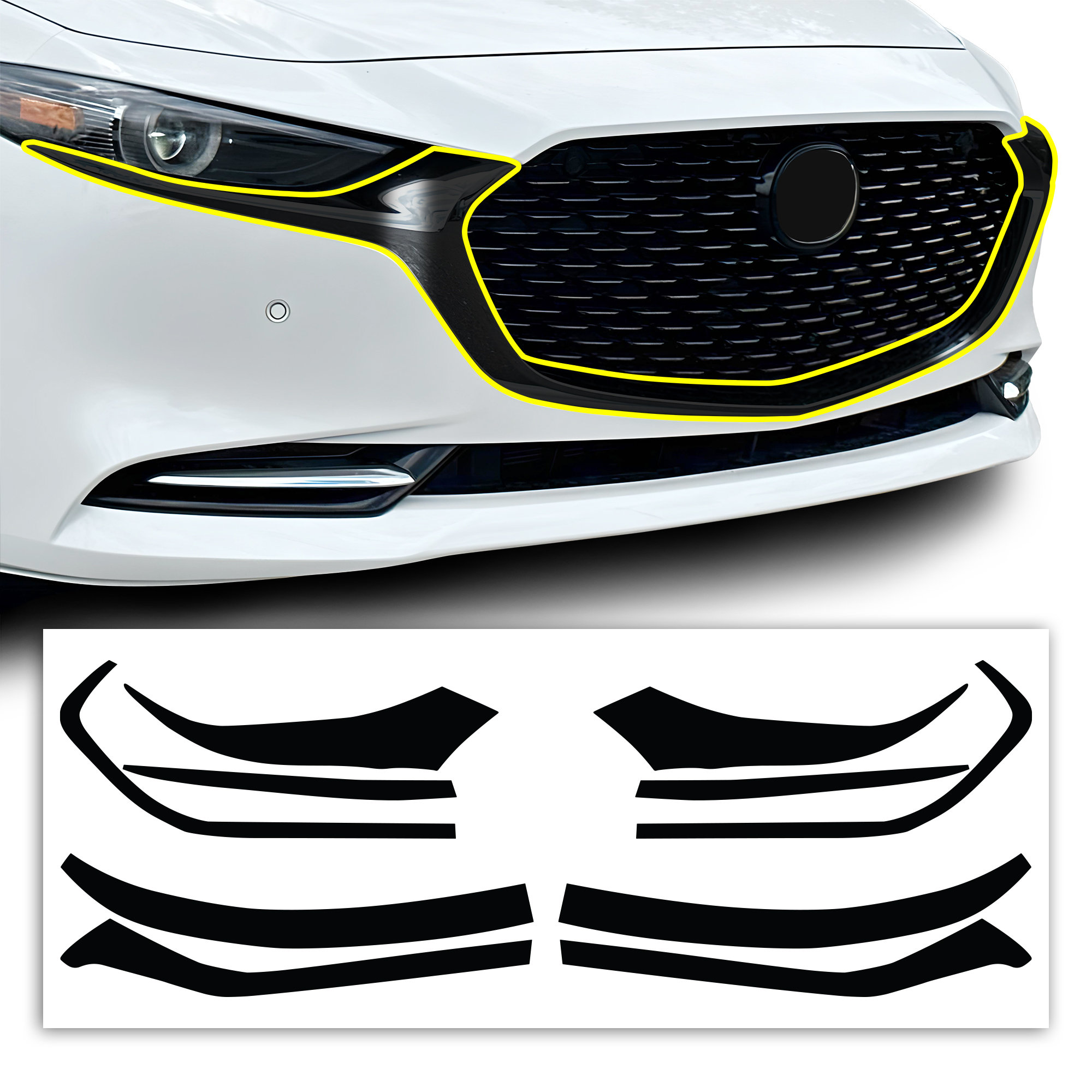 Mazda 3 Accesorios Kit De Revestimiento De Vinilo Precortado Para Ventana Cromado Compatible Con Mazda 3 Hatchback 2019-2021 - Negro Mate Ppf Mazda 3