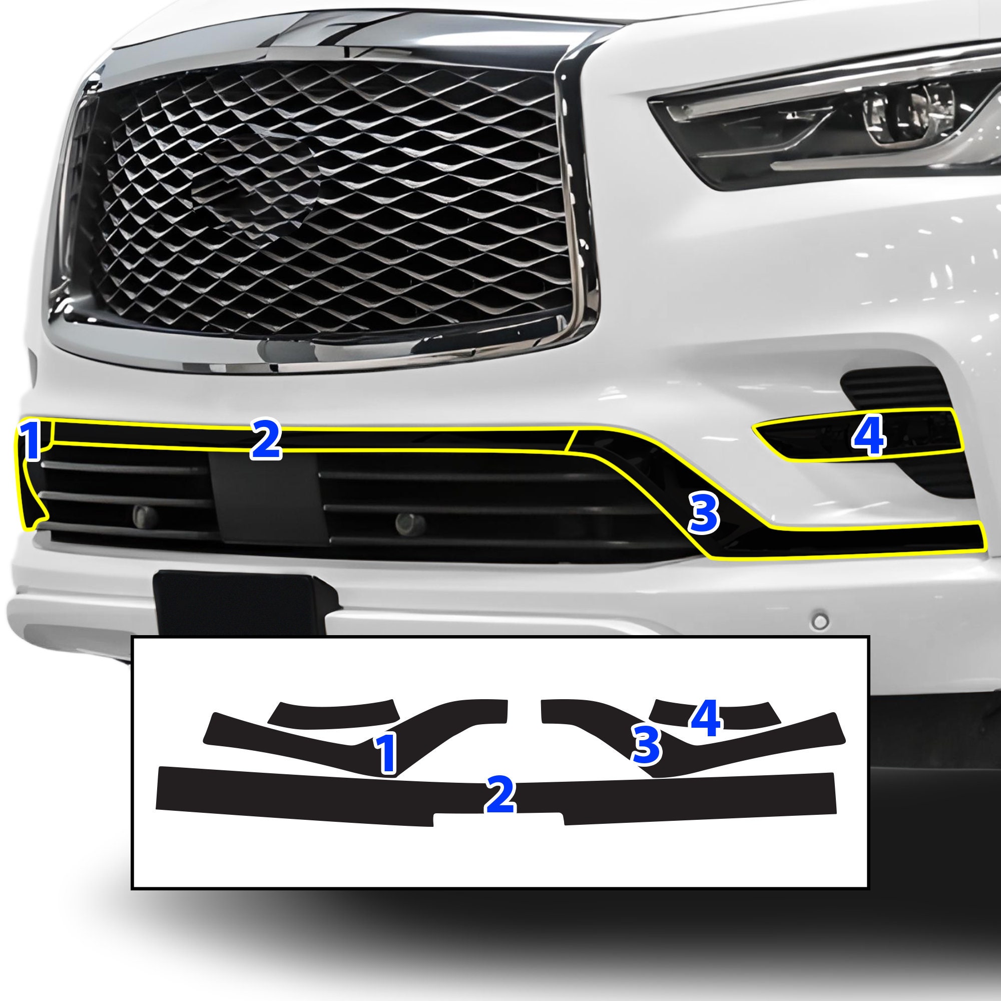Fits Infiniti QX80 2011-2024 Front Rear Side Window Vinyl Chrome