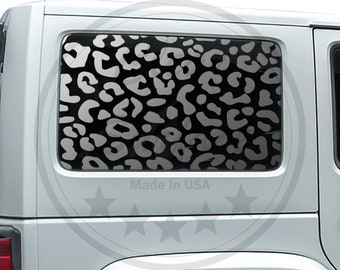 Fits 2011-2018 4 Door Jeep Wrangler JKU Leopard Cheetah Print 3rd Rear Window Decal Stickers 2011 2012 2013 2014 2015 2016 2017 2018