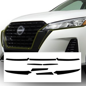 Fits Nissan Kicks 2021-2024 Front Grille Side Window Vinyl Chrome Delete Trim Blackout Decal Sticker Overlay Film 2024 2023 2022 2021