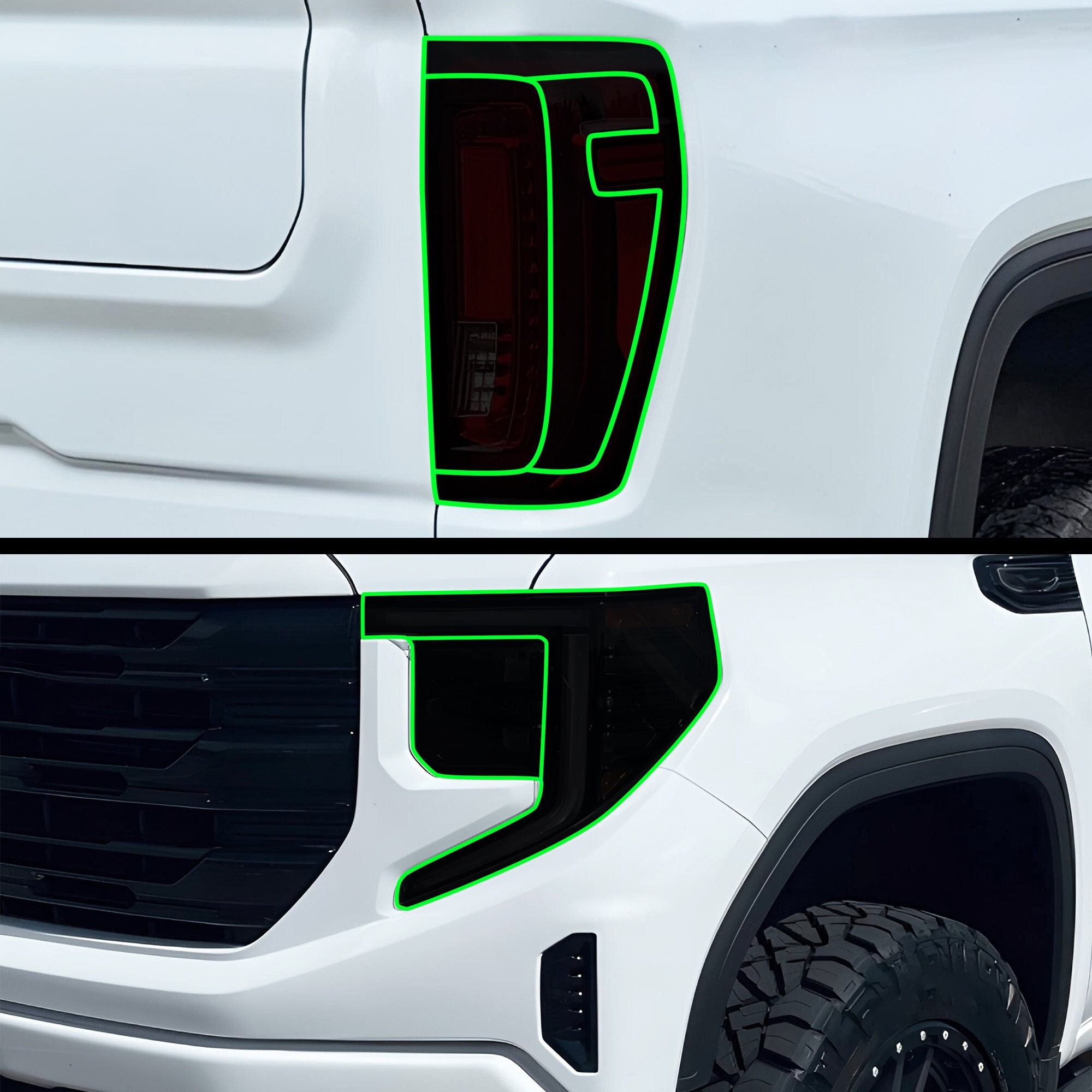 Fits GMC Sierra 2022-2024 Head Tail Light Precut Smoked Vinyl Tint Kit Film Overlay PPF 2022 2023 2024