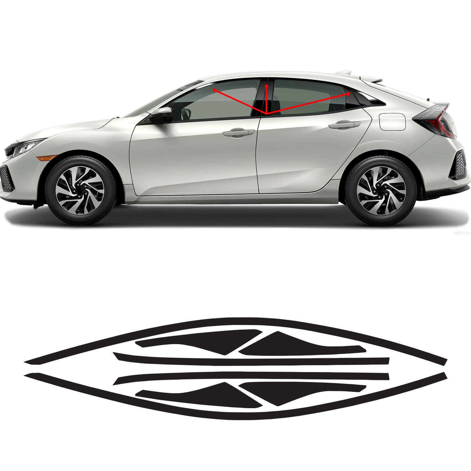 thumbnail interactive-video image 1 of C-HORSE Window Visor Rain Guard – Chrome Trim Smoke Tinted, Fit Honda Civic Sedan 2016-2021, 4pc 1 of 5