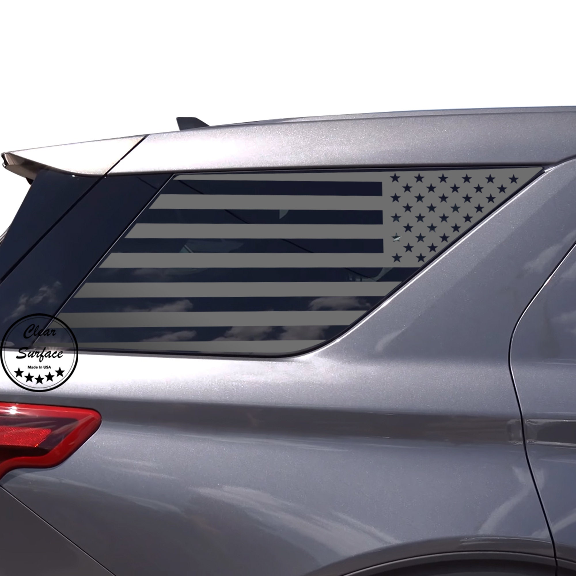 Fits 2020-2025 Ford Explorer Rear Quarter 3rd Window American Flag Vinyl Decal Stickers Thin Blue Red Line 2020 2021 2022 2023 2024 2025